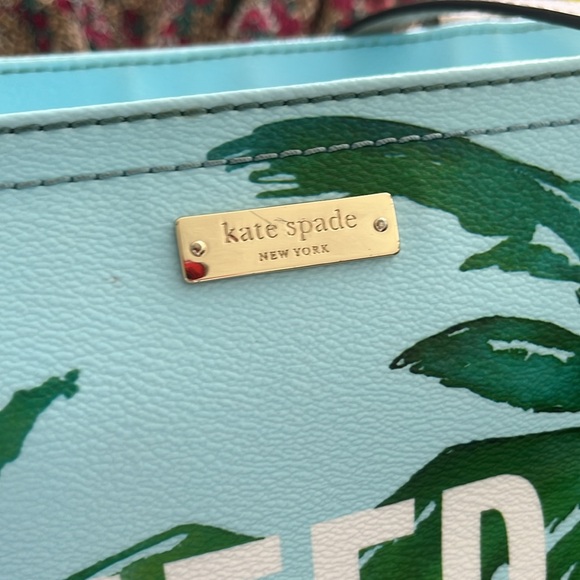 Kate Spade Light Blue and Green Leaf Pouch - Picture 2 of 7
